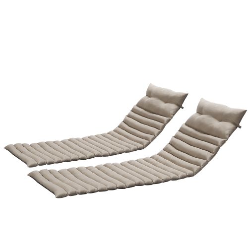 2PCS Set Outdoor Lounge Chair Cushion Replacement Patio Funiture Seat Cushion Chaise Lounge Cushion-KHAKI 2PCS Set Outdoor Lounge Chair Cushion Replacement Patio Funiture Seat Cushion Chaise Lounge Cushion-KHAKI