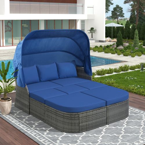 Outdoor Patio Furniture Set Daybed Sunbed with Retractable Canopy Conversation Set Wicker Furniture Sofa Set Outdoor Patio Furniture Set Daybed Sunbed with Retractable Canopy Conversation Set Wicker Furniture Sofa Set