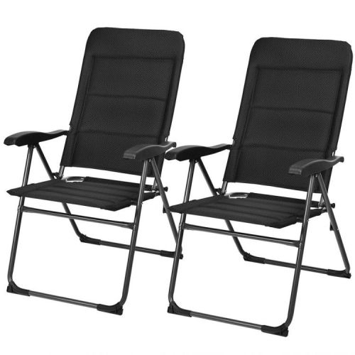 2 Pieces Outdoor Folding Patio Chairs with Adjustable Backrests for Bistro and Backyard 2 Pieces Outdoor Folding Patio Chairs with Adjustable Backrests for Bistro and Backyard