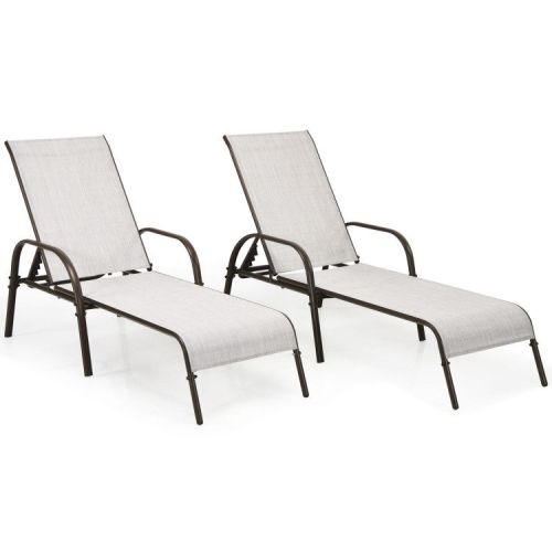 2 Pieces Outdoor Patio Lounge Chair Chaise Fabric with Adjustable Reclining Armrest 2 Pieces Outdoor Patio Lounge Chair Chaise Fabric with Adjustable Reclining Armrest